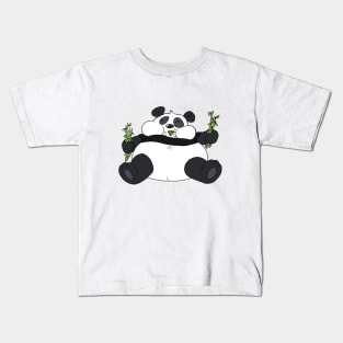 Fatty Panda Eating Bamboo Kids T-Shirt